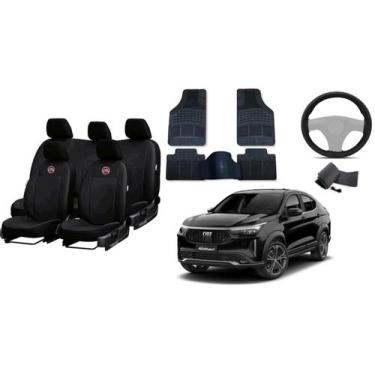 Imagem de Conjunto Exclusivo Fastback 18-23 Couro Preto + Tapete + Volante - aer