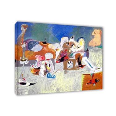Imagem de Arshile Gorky Prints-Famous Paintings Fine Art Poster - Reprodução em tela - Madeira emoldurada e pronta para pendurar - (O Arado e a Canção II) - Imagem abstrata de arte de parede em tela para