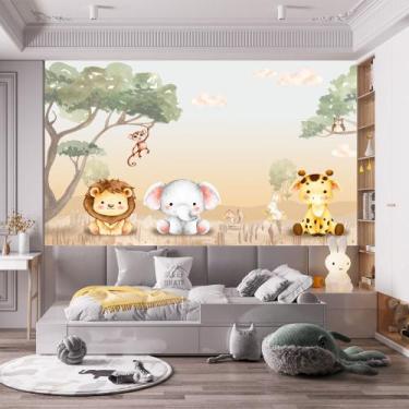 Imagem de Papel de Parede Foto Mural Adesivo Safari Baby Aquarela Autocolante 15