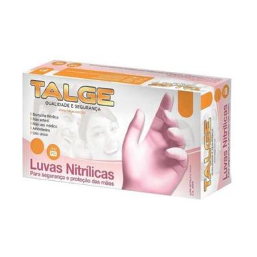 Imagem de Luva Nitrilica Descartavel Talge Sem Pó Caixa 100 Unidades, P, Rosa