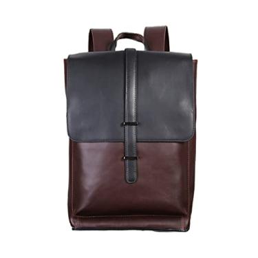 Imagem de Mochila de negócios para homens mochila escolar grande mochila de viagem masculina de couro sólido mochila para computador laptop(Brown)
