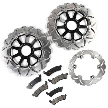 Imagem de Discos e pastilhas de disco de freio dianteiros e traseiros flutuantes compatíveis com Honda XL1000V VARADERO 1000 não ABS 2007-2011, acessórios de substituição de motocicleta preto