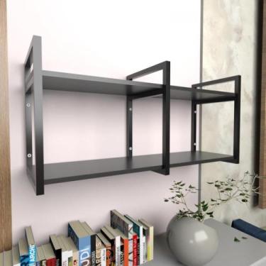 Imagem de Prateleira industrial com dois níveis cor preto 40x30x90 - E-nichos