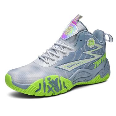 Imagem de Novetra Tênis de basquete masculino, calçados esportivos, design antiderrapante respirável, amortecimento leve, calçados casuais de treinamento(Grey,34 BR)