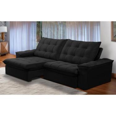 Imagem de Sofá Retrátil e Reclinável Alasca New 4 Lugares Veludo Preto 230cm -Fe