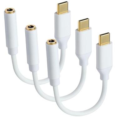 Imagem de Adaptador USB C para conector de fone de ouvido fêmea de 3,5 mm, tipo C para cabo dongle de áudio auxiliar compatível com iPhone 16/16 Pro/15/15 Pro/Pro Max/Plus, Galaxy S24/S23/S22 Ultra, iPad Pro,