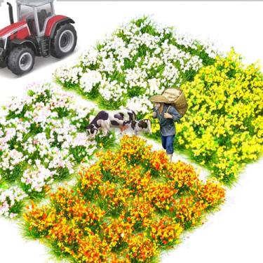Imagem de Warmtree 80 peças DIY conjunto de flores coloridas em miniatura grupos de vegetação autoadesivo grama estática para trem, paisagem, cenário ferroviário, areia militar, modelo de layout em miniatura