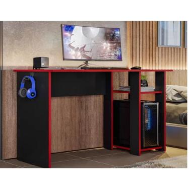 Imagem de Mesa Gamer Slim Com Suporte Para Fone - Moveis Leartam