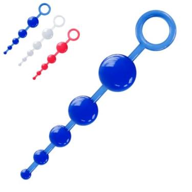 Imagem de Plug Ball 5 Esferas Brinquedo Erótico Sexo Anal Quente Prazer em Etapas Máximo Prazer Anal [AZUL]