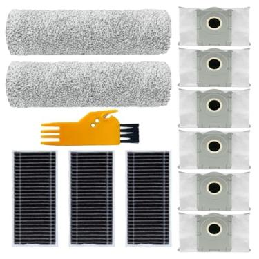 Imagem de Frexusuent Acessórios para Yeedi S14 Plus, para aspirador de pó robô Omni Ecovacs Deebot X8 Pro, 2 esfregões de rolo, 3 filtros HEPA, 6 sacos de poeira, kit de substituição S14 Plus