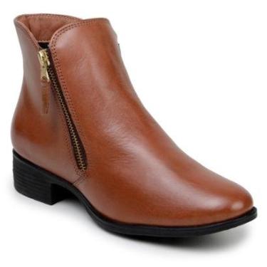 Imagem de Bota Cano Curto Feminina Chelsea Com Zíper Lateral 100% Em Couro Legítimo Salto Baixo-Feminino