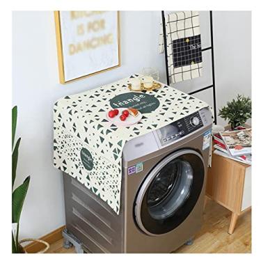 Imagem de UYKUM Capa de lavadora/secadora capa de máquina de lavar roupa de linho de algodão engrossado com bolso capa superior de geladeira para armazenamento doméstico