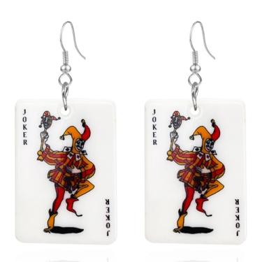 Imagem de QUSIJIA Brincos divertidos de acrílico para jogar pôquer, cartas criativas, King, pôquer, para mulheres, jogo de cassino, presente, trumpet, Acrílico, Sem pedra preciosa