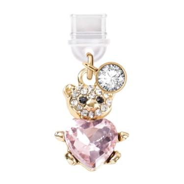Imagem de ELISE & FONDA Porta de carregamento tipo C TP566 plugue antipoeira pequeno urso de pelúcia de cristal com pingente de celular coração amor para iPhone 15/16/Samsung/OnePlus/Xiaomi/oppo telefones