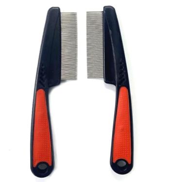 Imagem de KEAIYYJ - Pente para caspa, piolhos secos para couro cabeludo, removedor de psoríase, aço inoxidável, dentes finos e largos, pacote com 2