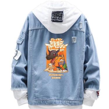 Imagem de Jaqueta jeans casual com estampa digital Digimon Adventure - sanmu