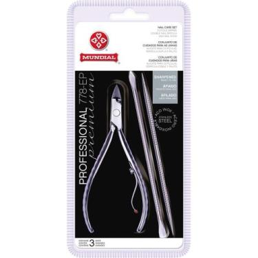 Imagem de Kit Alicate De Cutícula + Espátula + Palito Mundial Inox