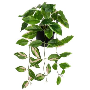 Imagem de Briful Pequenas plantas falsas para ambientes internos e realistas, plantas artificiais em vaso preto, folha verde rosa, planta de casa para sala de estar, mesa, cozinha, bancada, prateleira