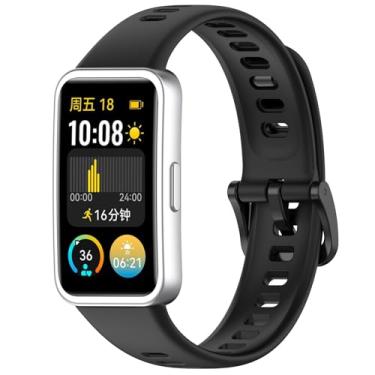 Imagem de MOTONG Pulseira de relógio de substituição compatível com Huawei Band 10 - pulseira de silicone de reposição compatível com Huawei Band 10/9/8 (preto)