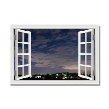 Imagem de PY3H69 Arte de parede em tela de janela aberta, impressão natural em tela. Lindo cenário de céu 68,5 cm, decoração de parede de paisagens de janela, decoração de casa moderna. 70 x 105 cm - 27,6 x