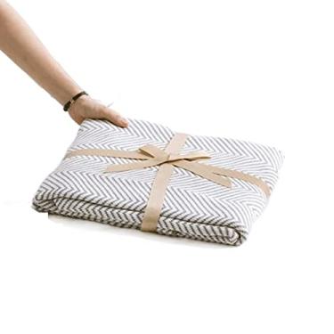 Imagem de CNBYDK Cobertor de malha com textura de riscas onduladas, manta de algodão de crochê, respirável, para sofá, cama, televisão, viagens, cobertores vestíveis