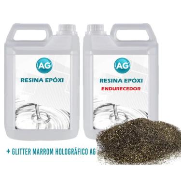 Imagem de Resina Epóxi 1KG + Glitter Marrom Holográfico AG - Resinas ag