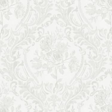 Imagem de Ismoon Papel de parede floral para contato cinza papel de parede boho aquarela damasco vintage texturizado removível autoadesivo vinil papel de parede amigável para locatário, 44 x 10 m