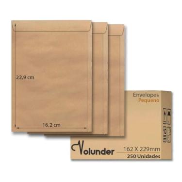 Imagem de Envelope 16 x 23 cm A5 162 x 229 mm KN 23 Kraft Pardo Ouro Branco 250 Unidades (Marrom)