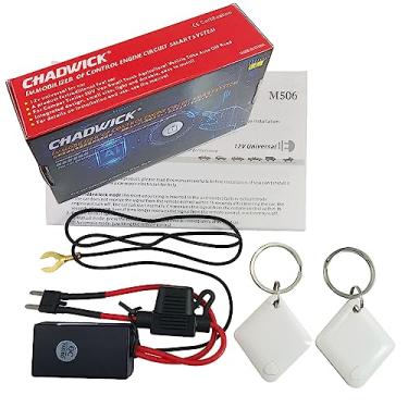 Imagem de CHADWICK Sistema de alarme antirroubo imobilizador de carro, trava de motor sem fio M506, dispositivo anti-roubo automático, ferramenta de corte de circuito inteligente, alarme universal de carro de 12 V + 2 controles remotos, forte compatibilidade