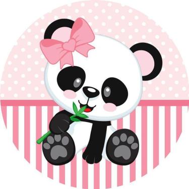 Imagem de Painel Redondo 3D Sublimado Panda Rosa Frd-5217