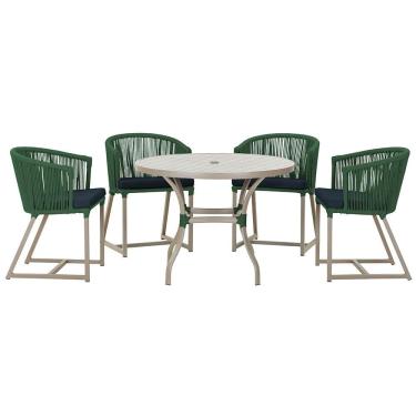 Imagem de  Mesa com 4 Cadeiras de Jantar Roma 100cm e Noronha em Aluminío