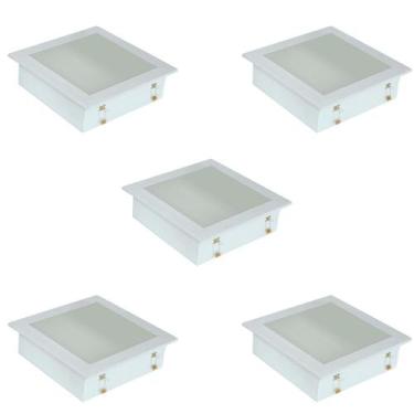 Imagem de Plafon Space Emb. Quad. 30cm Alum. Vidro Fosco E-27 3 Lamp. Max 60w Br