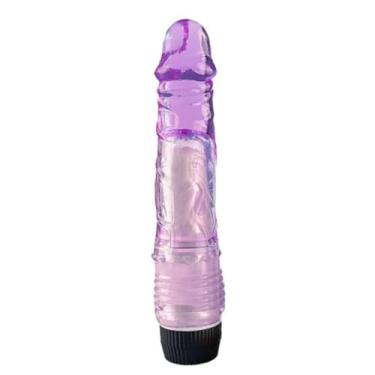 Imagem de Pênis Realístico Em Jelly Com Vibro 20 X 4Cm Realista Ergonômica Multivelocidade [ROXO]