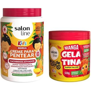 Imagem de Kit Manga Kids com Creme para Pentear Cachinhos Ativados 1Kg e Gelatina #todecacho Definidora 550g Salon Line