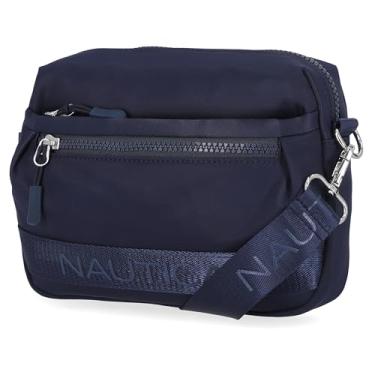 Imagem de Nautica Bolsa tiracolo de nylon com alça de ombro ajustável, Índigo 2, One Size, Nautica Bolsa tiracolo de nylon com alça de ombro ajustável