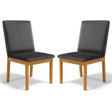 Imagem de Kit Com 2 Cadeiras Daniela Madeira Maciça Estofada Para Mesa De jantar