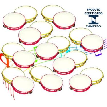 Imagem de Kit 20 Pandeiro Brinquedo Atacado Festa Infantil Instrumento Educacion