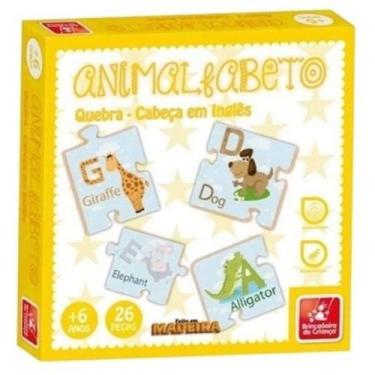 Imagem de Quebra cabeça em inglês animalfabeto com 26 peças - brincadeira de cri