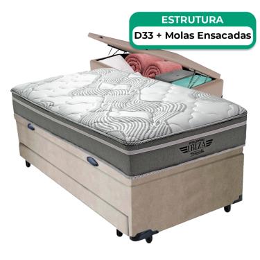 Imagem de Bicama Baú Solteiro E Colchão Ibiza Molas Vstore 78x188x22