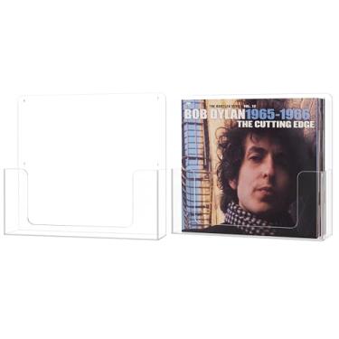 Imagem de HBlife Suporte de parede de vinil transparente, 2 unidades de suporte para armazenamento de discos, serve para 30 LPs, prateleiras de acrílico minimalistas, suporte organizador de capa flutuante