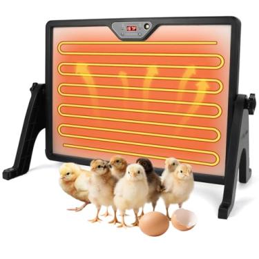 Imagem de Aquecedor de chocadeira de frango com suporte, aquecedor de galinheiro de 180 W com visor de controle de temperatura e controle remoto, placa de calor para pintinhos jovens, moldura preta