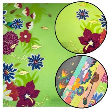 Imagem de Pasta L Transparente Vertical A4 33x24cm Floral Escritório - Molin, 5