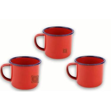 Imagem de Caneca Esmaltada Retro Antiga Vermelha 150ml 3 Unidades - Leão Verde