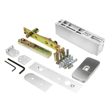 Imagem de GEKRONE Dobradiças giratórias ocultas de fechamento automático com mola comercial hidráulica de 360 graus, aço inoxidável, sistema de fechamento automático invisível (prata - mantenha aberto)