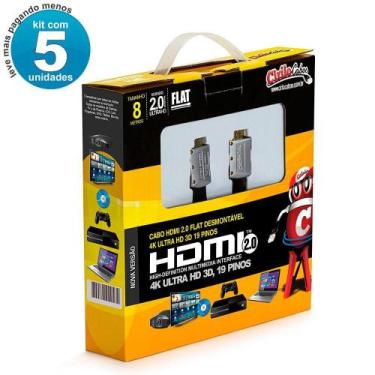 Imagem de Cabos Hdmi 2.0 Flat Desmontável - 8 Mt Kit Com 5 - Cirilo Cabos