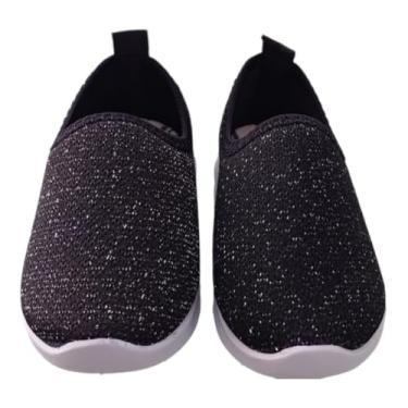 Imagem de TENIS INFANTIL CALCE FACIL TECIDO COM BRILHO PRETO LEVE MENINA (Preto, BR, Criança de 4 a 8 anos, Numérico, 21)