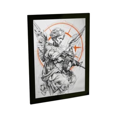 Imagem de Quadro Decorativo Estatua Anjo Arma Game Fps Grafite
