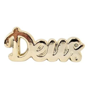 Imagem de Palavra Decorativa Deus em Porcelana Dourada Brilhante Magicril, Peça com Design Sofisticado para Sala, Quarto, Escritório ou Altar