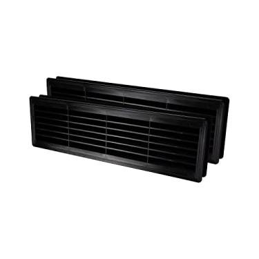 Imagem de Vent Systems 45,7 cm x 12,7 cm – Pacote com 2 – Tampa de saída de ar de porta de plástico preto – Ventilação com dois lados – Grade de porta interna registrada – Grelha de ventilação para casa