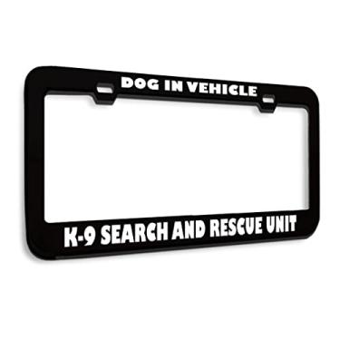 Imagem de Speedy Pros Metal License Plate Frame Dog in Vehicle K-9 Search Rescue Career Profession Holder Car Accessories Black 2 Holes 1 Frame